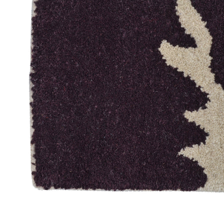 Hand Tufted Wool  Area Rug Floral Beige Brown K00506