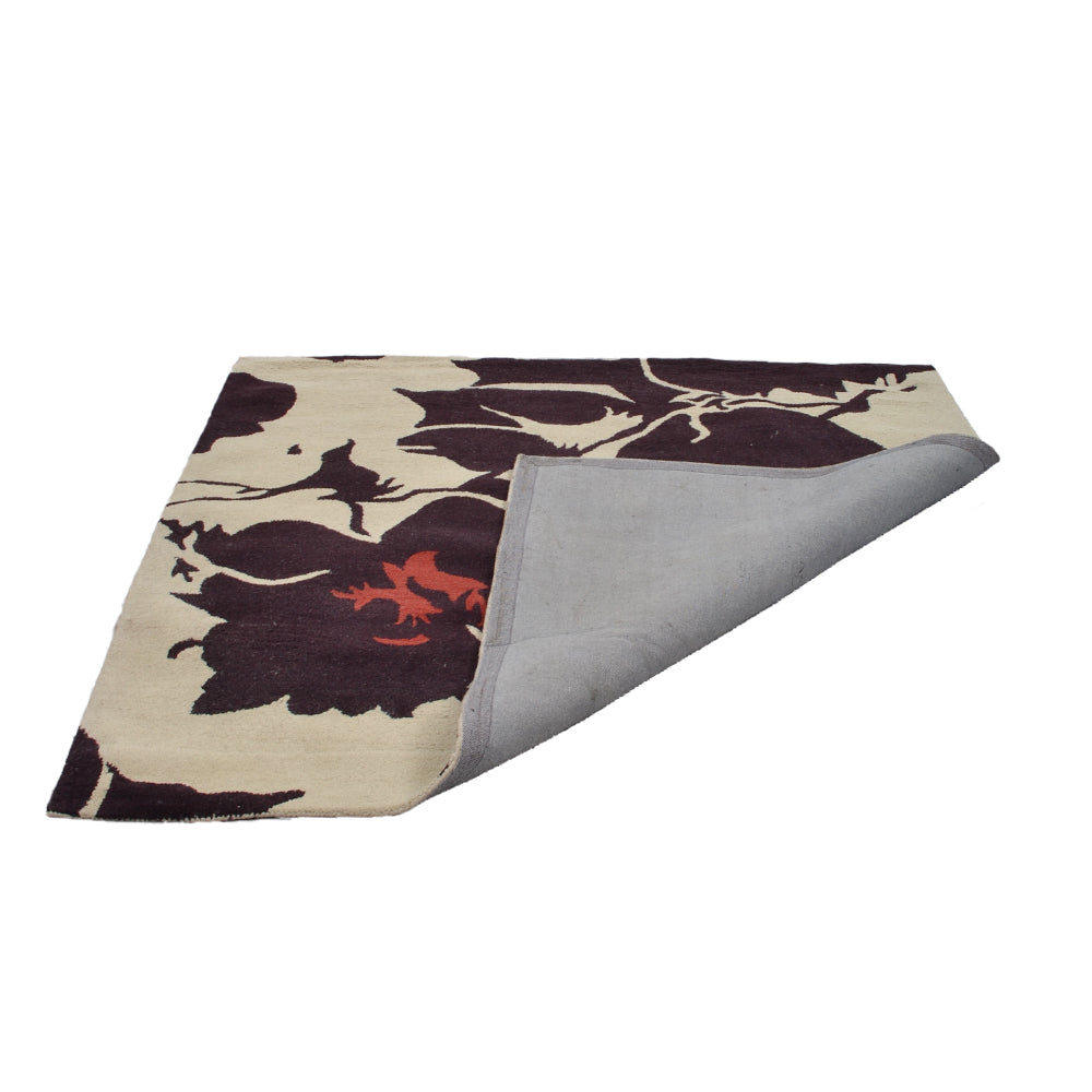 Hand Tufted Wool  Area Rug Floral Beige Brown K00506