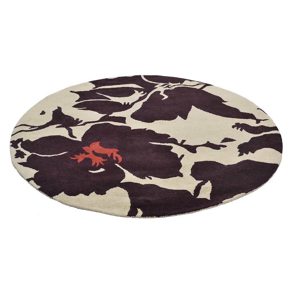 Hand Tufted Wool  Area Rug Floral Beige Brown K00506