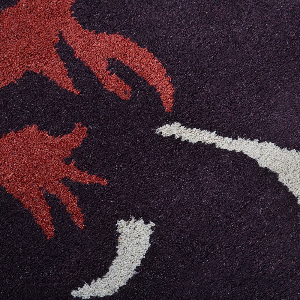 Hand Tufted Wool  Area Rug Floral Beige Brown K00506