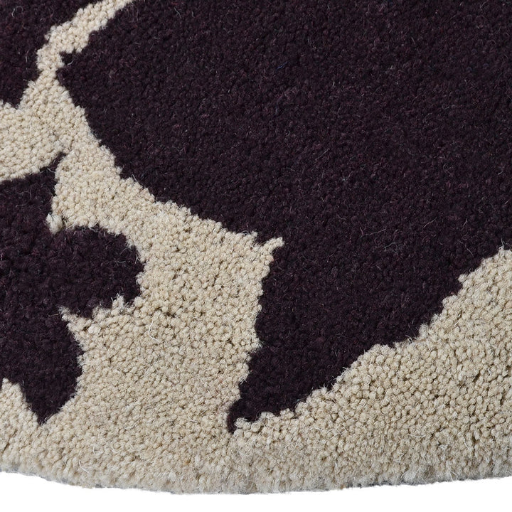 Hand Tufted Wool  Area Rug Floral Beige Brown K00506