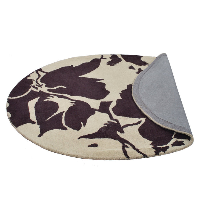 Hand Tufted Wool  Area Rug Floral Beige Brown K00506