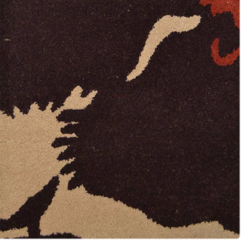 Hand Tufted Wool  Area Rug Floral Beige Brown K00506