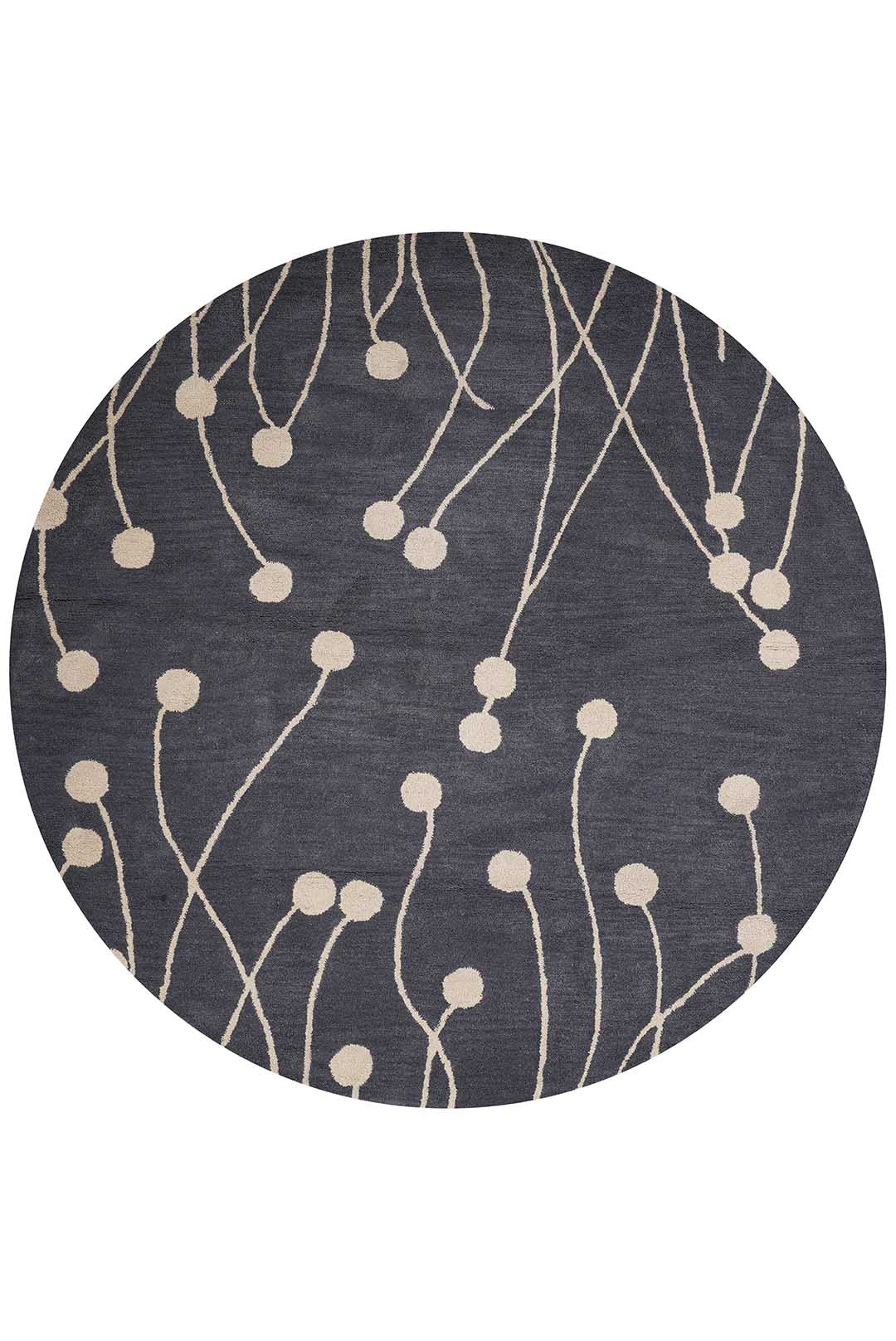 Hand Tufted Gray White Wool Floral Rug