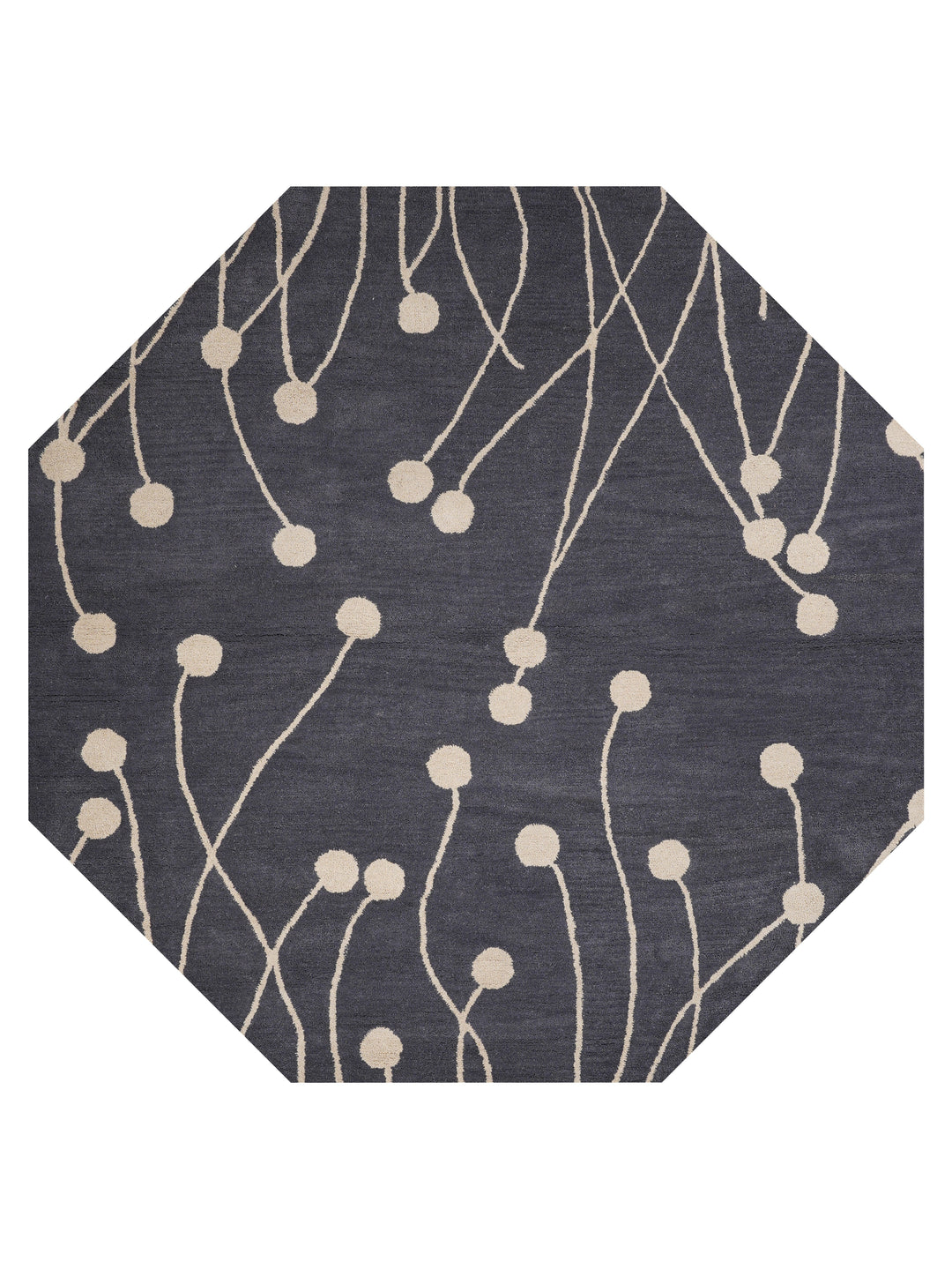 Hand Tufted Gray White Wool Floral Rug