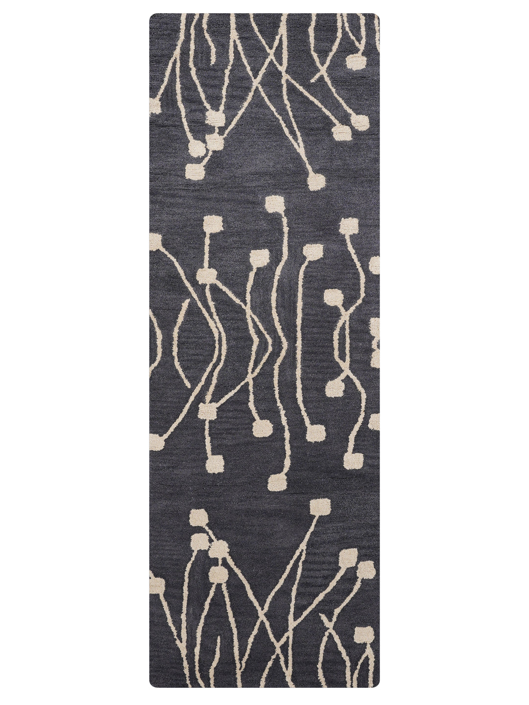 Hand Tufted Gray White Wool Floral Rug