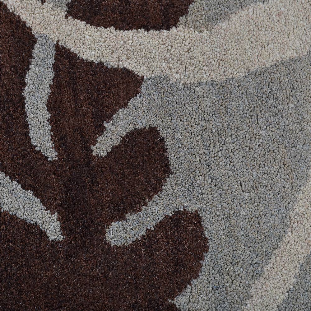 Hand Tufted Wool Area Rug Floral Gray White K00511