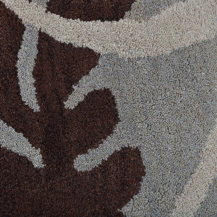 Hand Tufted Wool Area Rug Floral Gray White K00511