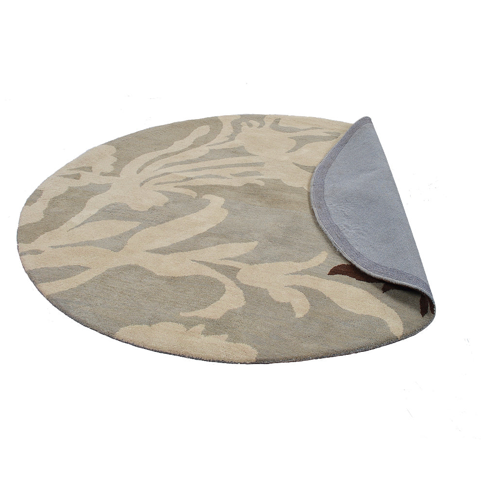 Hand Tufted Wool Area Rug Floral Gray White K00511