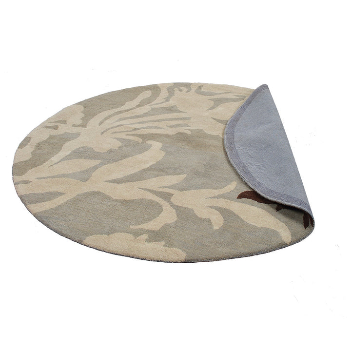 Hand Tufted Wool Area Rug Floral Gray White K00511