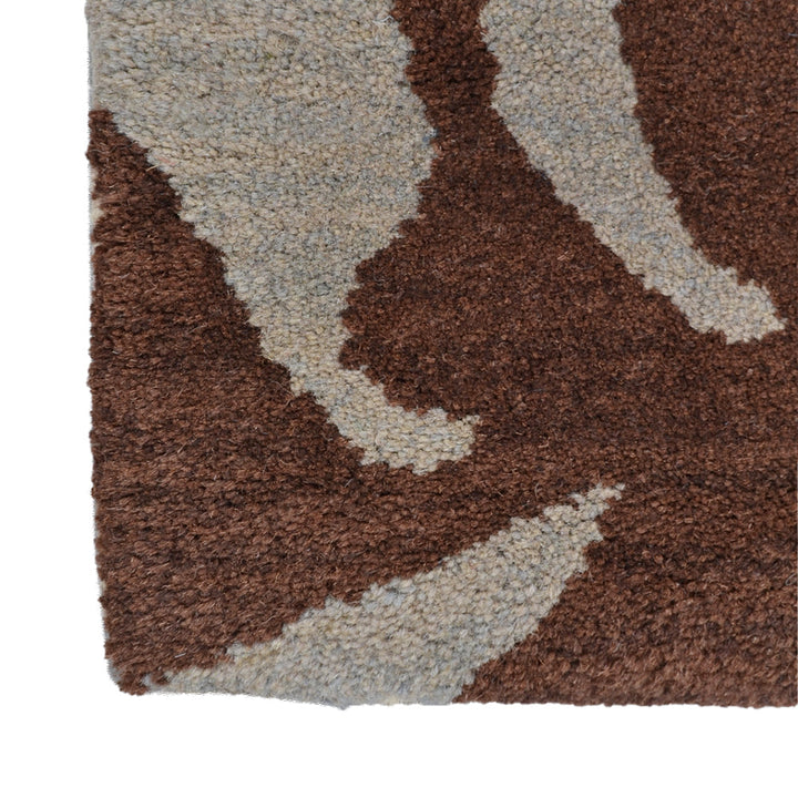 Hand Tufted Wool Area Rug Floral Gray White K00511