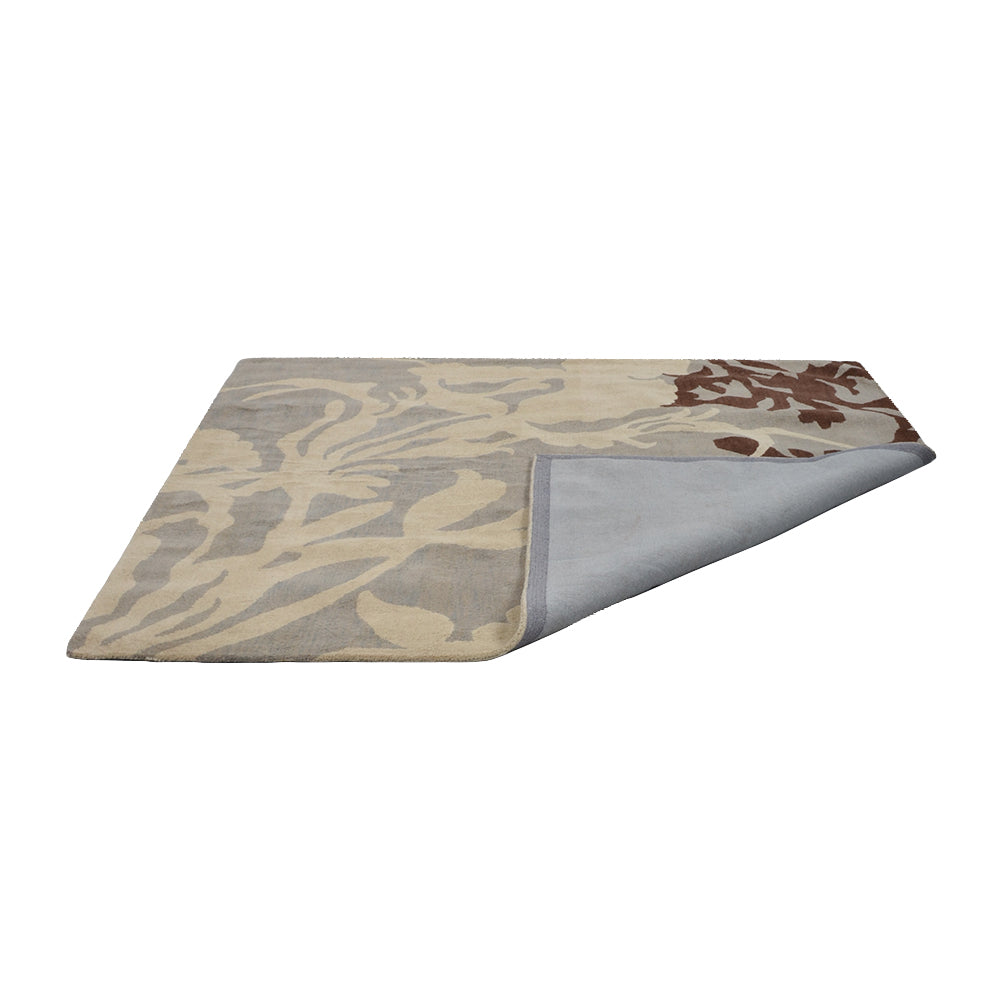 Hand Tufted Wool Area Rug Floral Gray White K00511