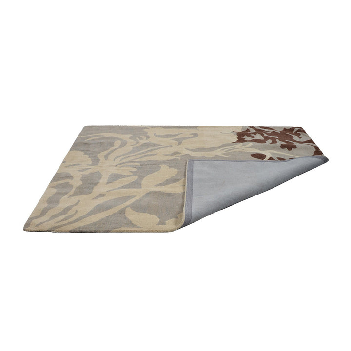 Hand Tufted Wool Area Rug Floral Gray White K00511