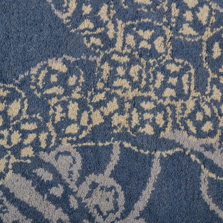 Hand Tufted Blue Beige Wool Contemporary Rug