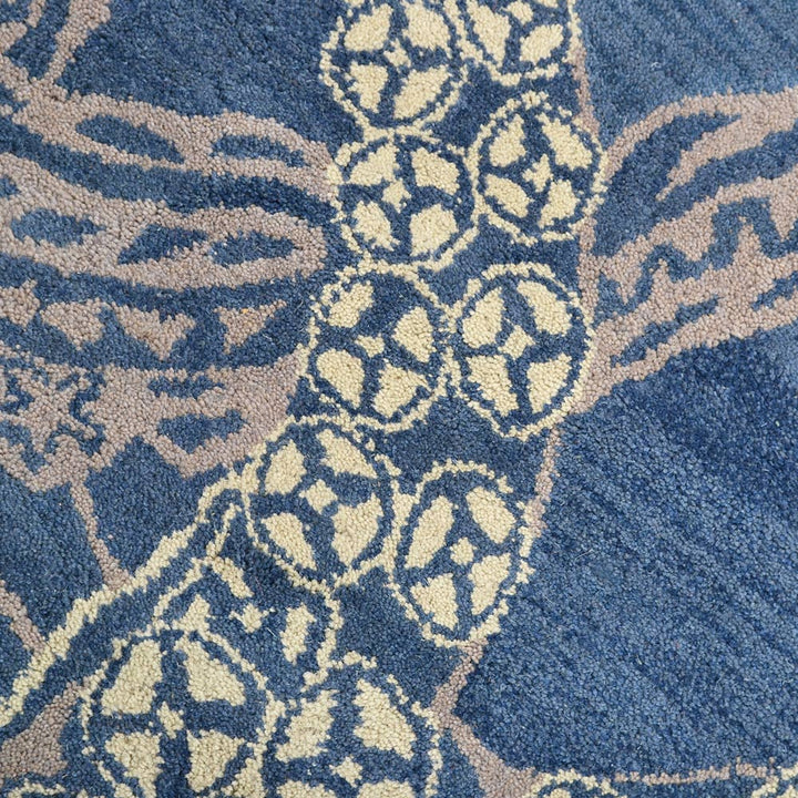 Hand Tufted Blue Beige Wool Contemporary Rug