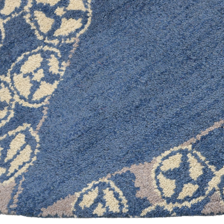 Hand Tufted Blue Beige Wool Contemporary Rug