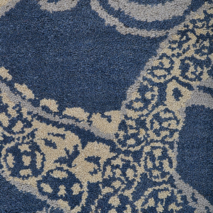 Hand Tufted Blue Beige Wool Contemporary Rug