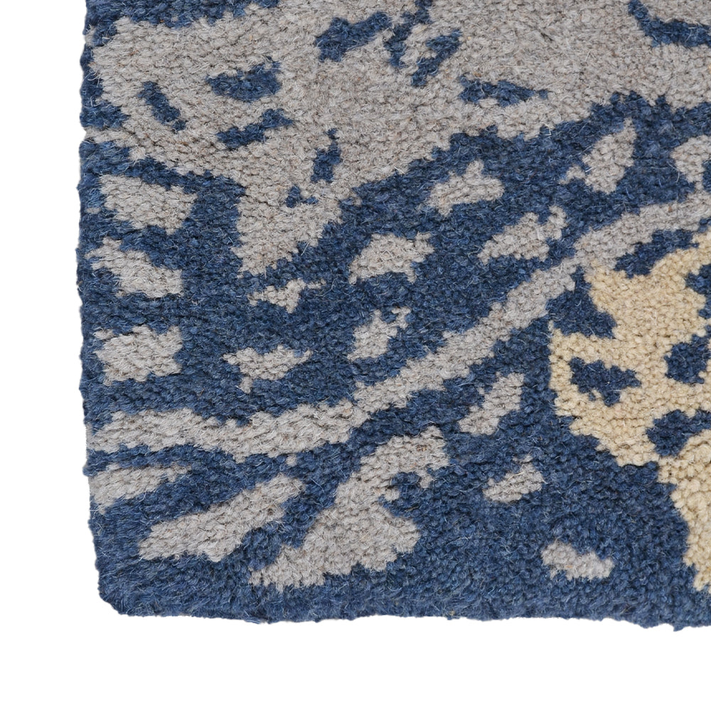 Hand Tufted Blue Beige Wool Contemporary Rug