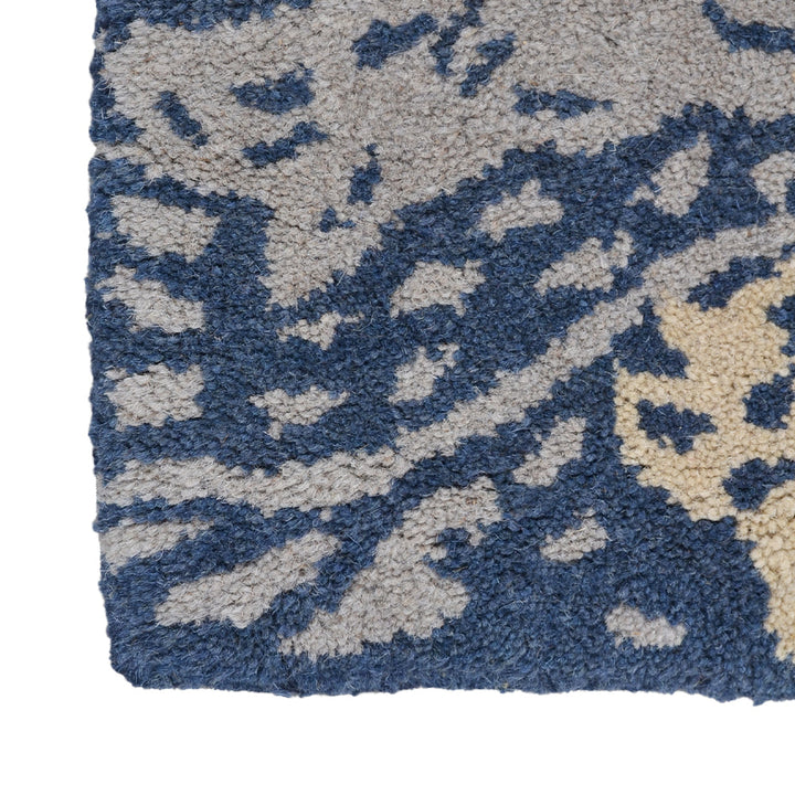 Hand Tufted Blue Beige Wool Contemporary Rug