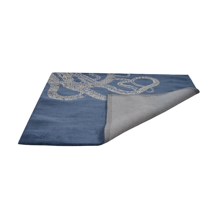 Hand Tufted Blue Beige Wool Contemporary Rug