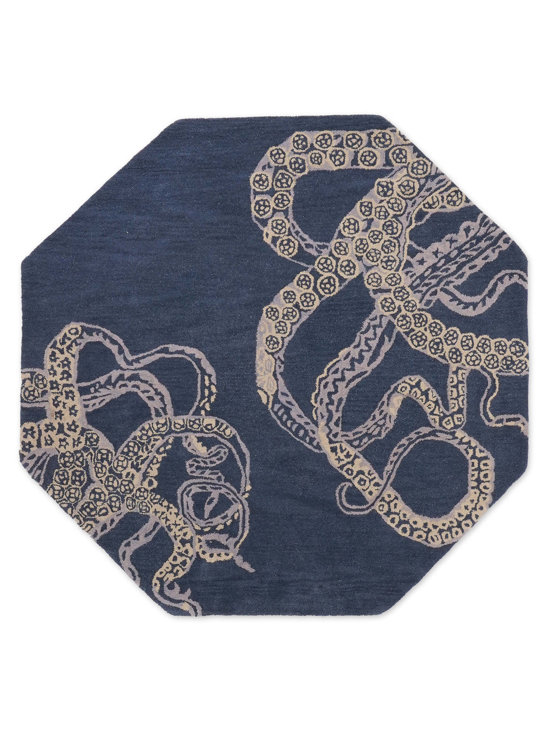 Hand Tufted Blue Beige Wool Contemporary Rug