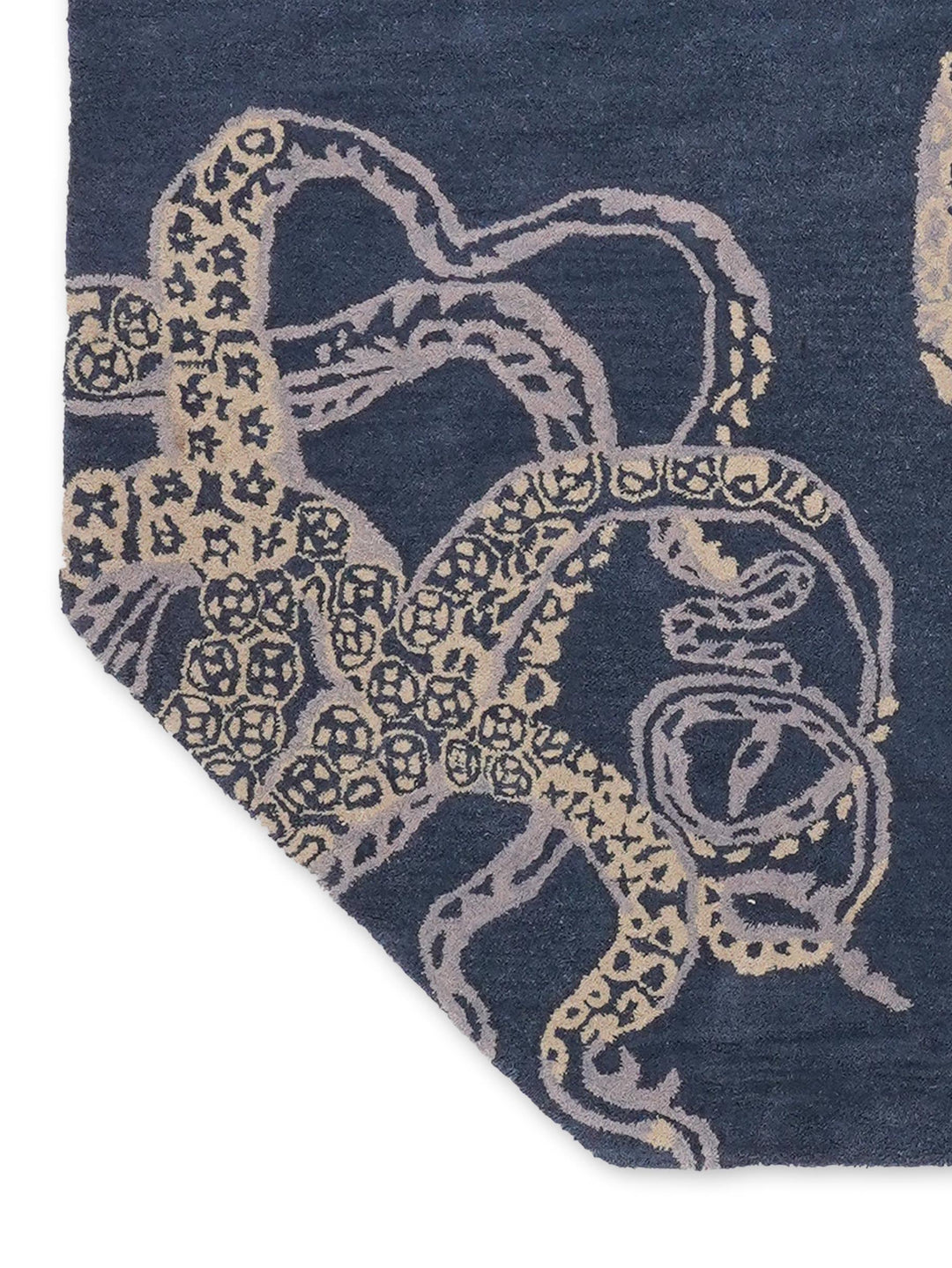 Hand Tufted Blue Beige Wool Contemporary Rug