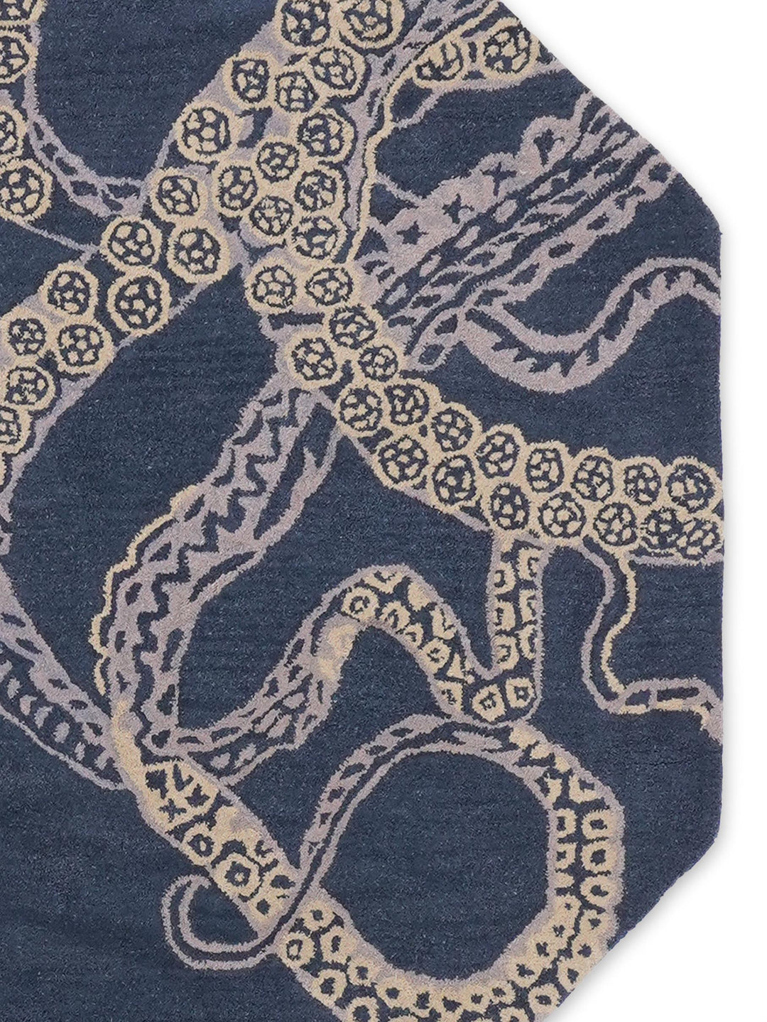 Hand Tufted Blue Beige Wool Contemporary Rug