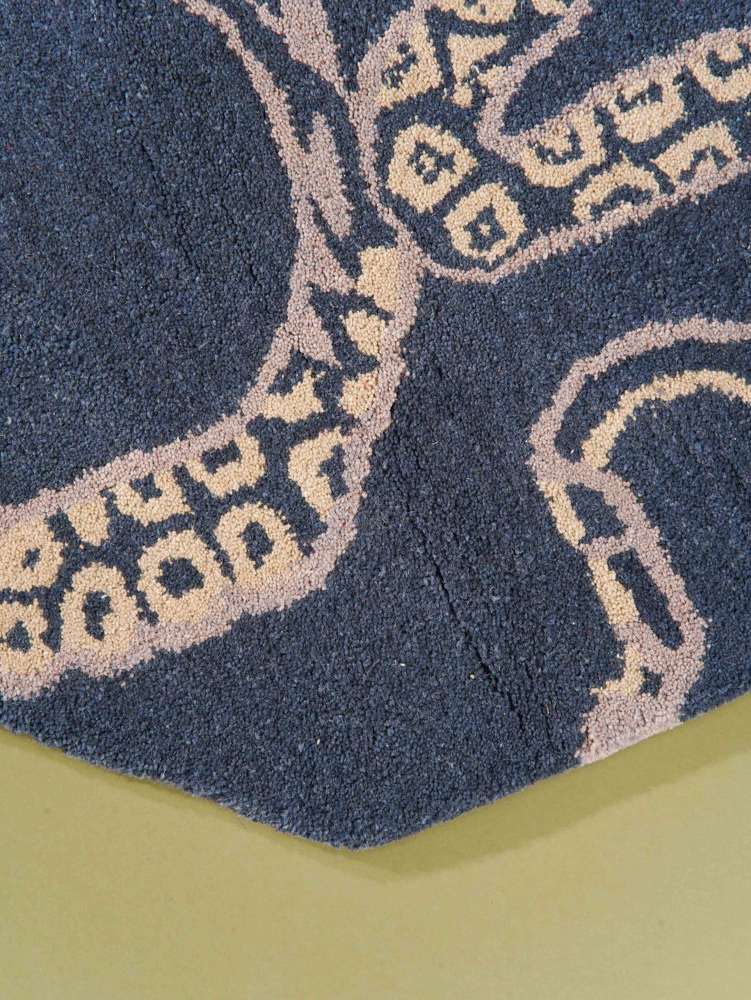 Hand Tufted Blue Beige Wool Contemporary Rug