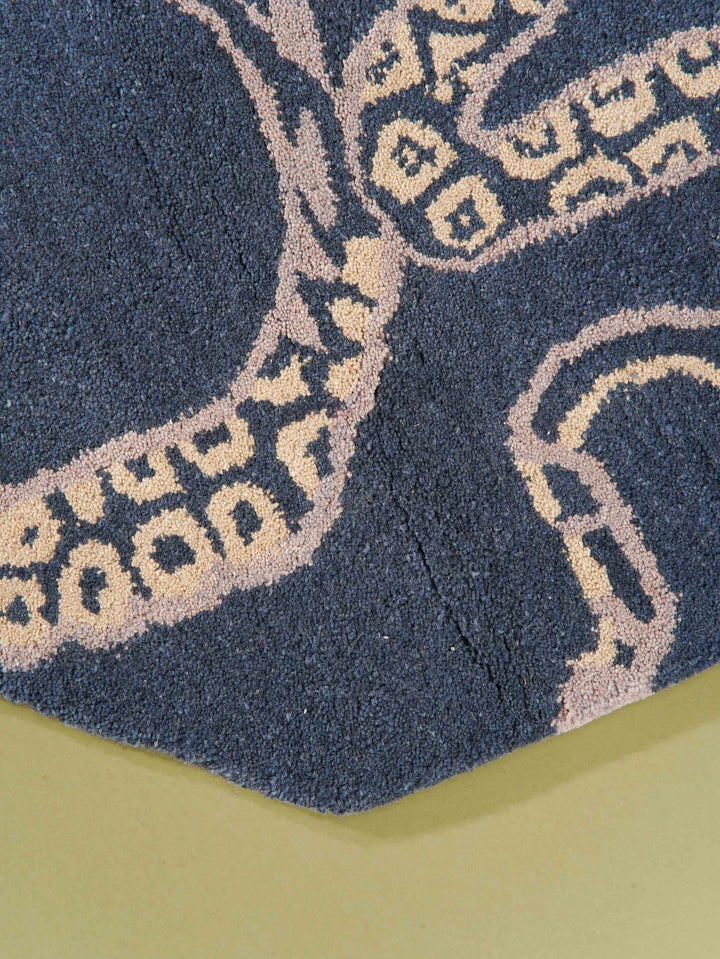 Hand Tufted Blue Beige Wool Contemporary Rug