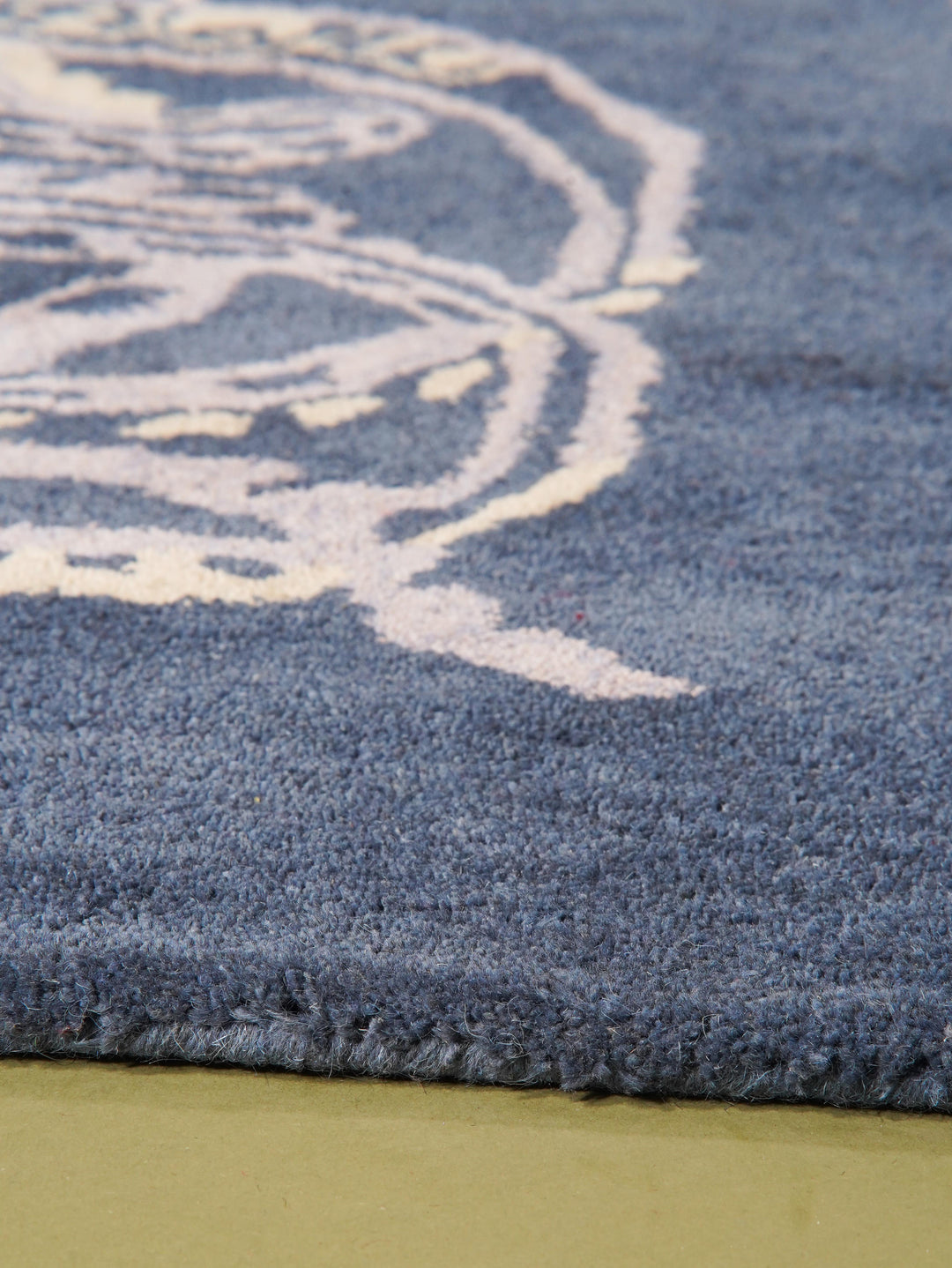 Hand Tufted Blue Beige Wool Contemporary Rug