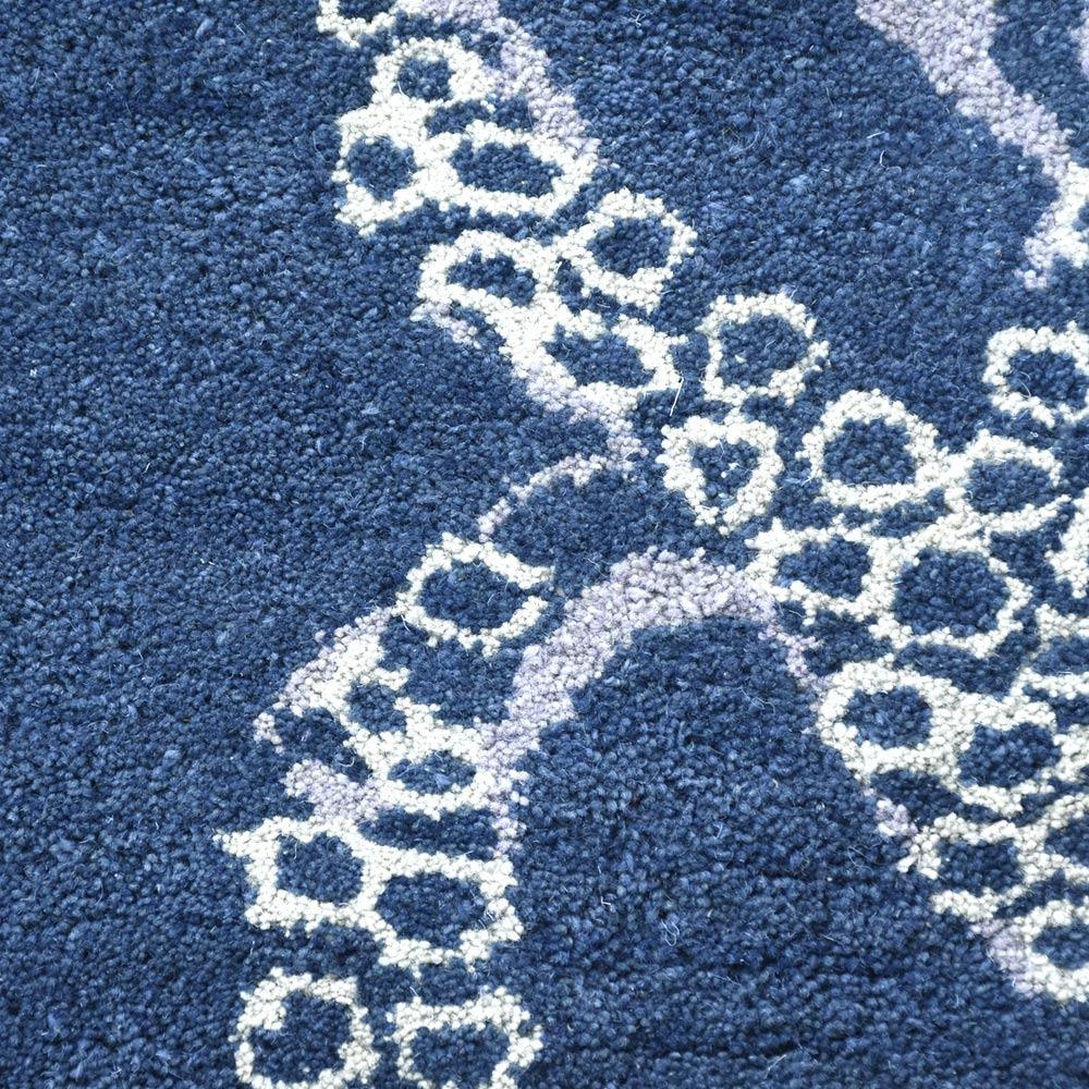 Hand Tufted Blue Beige Wool Contemporary Rug