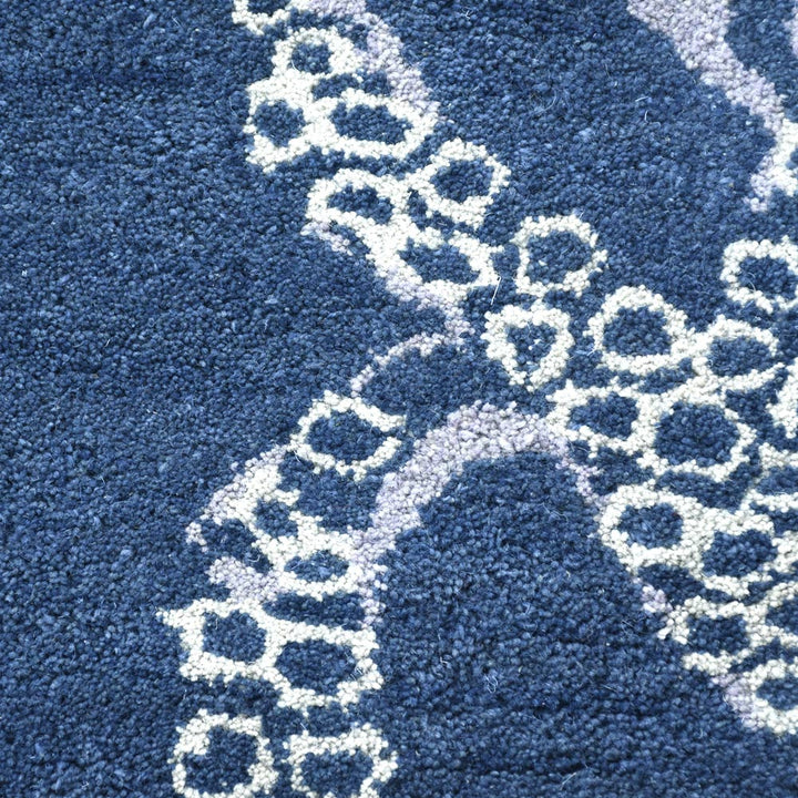 Hand Tufted Blue Beige Wool Contemporary Rug