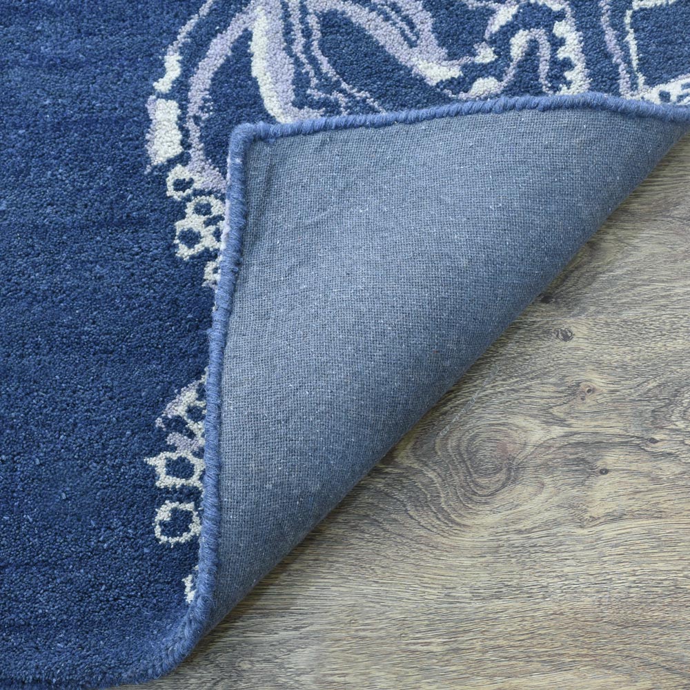 Hand Tufted Blue Beige Wool Contemporary Rug
