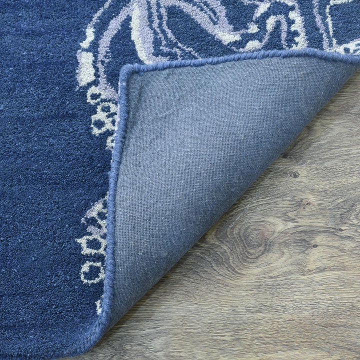 Hand Tufted Blue Beige Wool Contemporary Rug