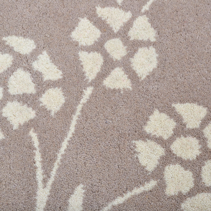 Hand Tufted Wool Area Rug Floral Beige White K00513