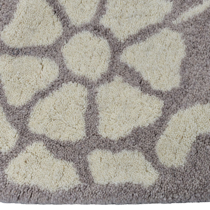 Hand Tufted Wool Area Rug Floral Beige White K00513