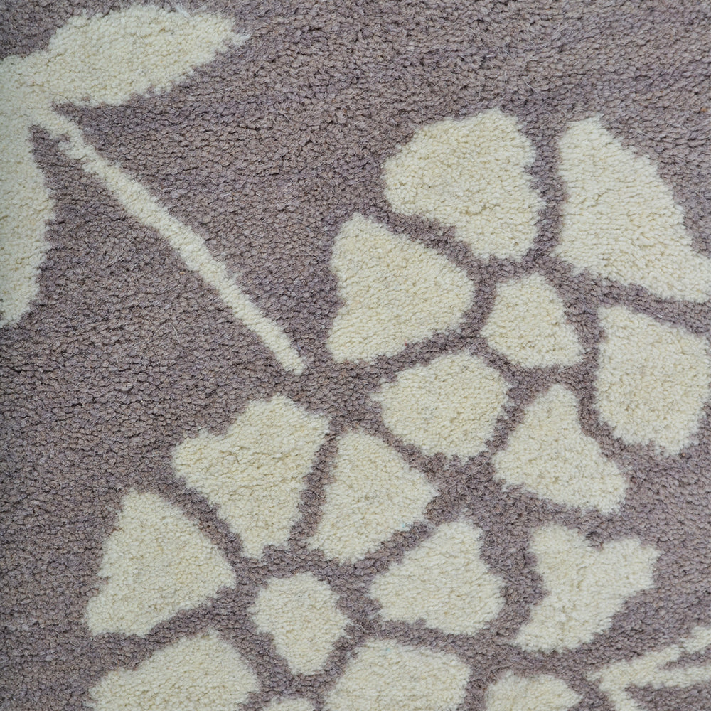 Hand Tufted Wool Area Rug Floral Beige White K00513
