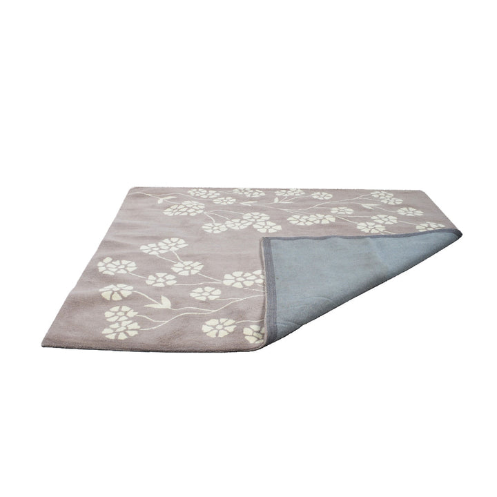 Hand Tufted Wool Area Rug Floral Beige White K00513