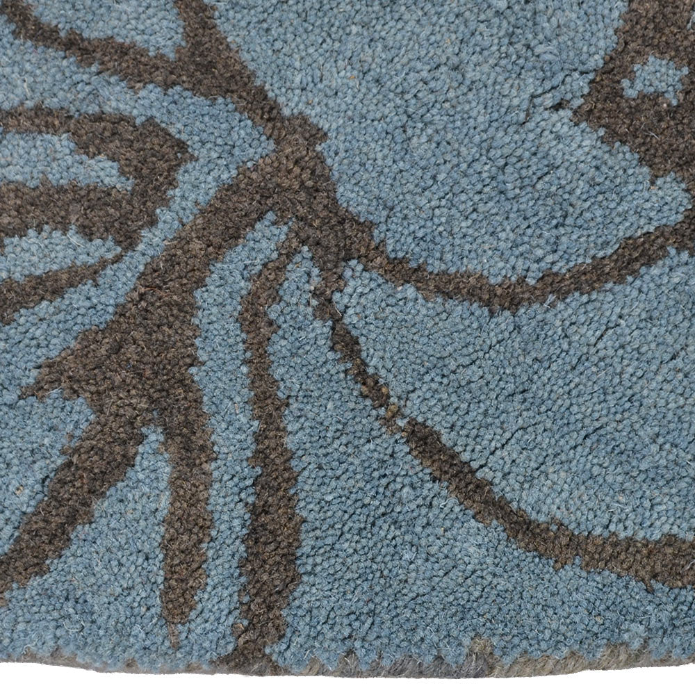 Hand Tufted Wool Area Rug Floral Gray Blue K00514