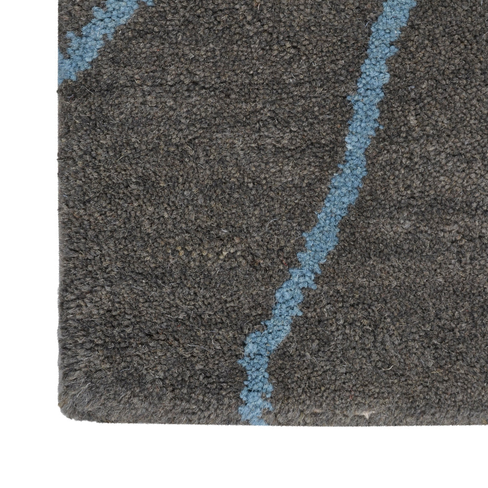 Hand Tufted Wool Area Rug Floral Gray Blue K00514