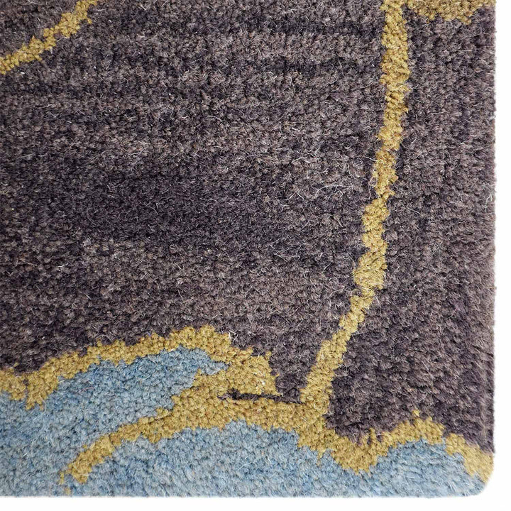Hand Tufted Wool Area Rug Floral Brown K00518