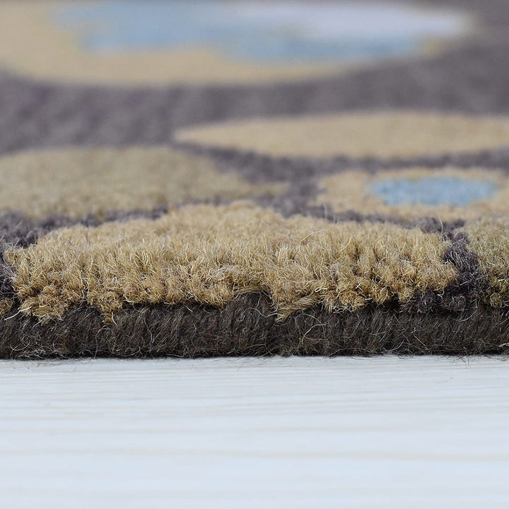 Hand Tufted Wool Area Rug Floral Brown K00518