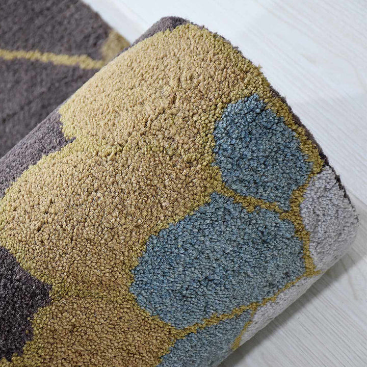 Hand Tufted Wool Area Rug Floral Brown K00518