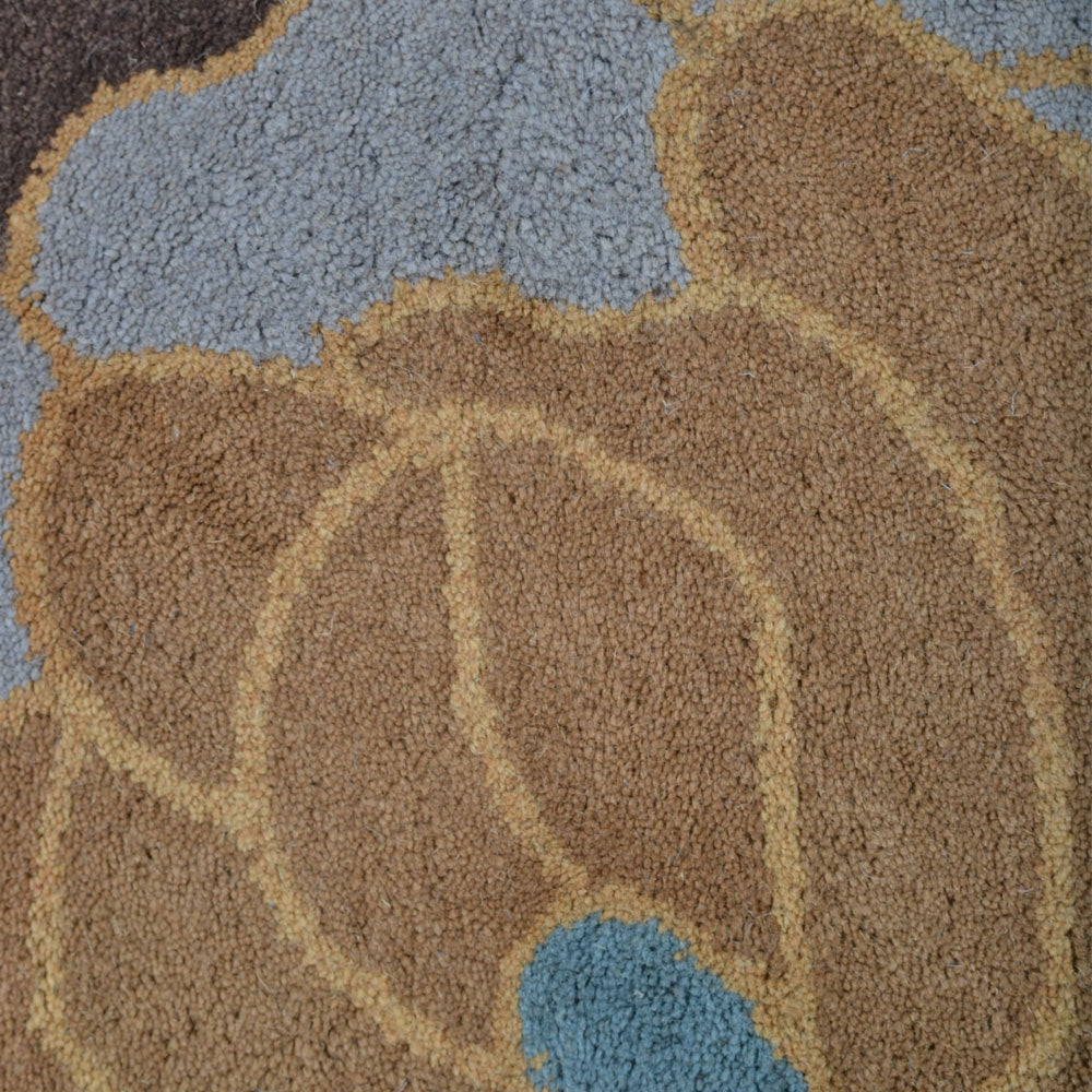 Hand Tufted Wool Area Rug Floral Brown K00518