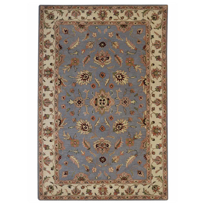 Hand Tufted Wool Area Rug Oriental Blue White K00523