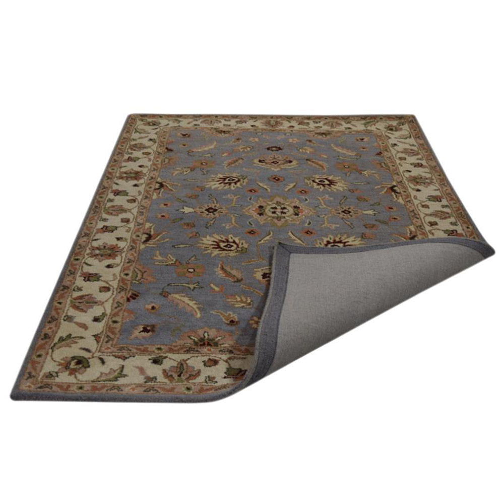 Hand Tufted Wool Area Rug Oriental Blue White K00523