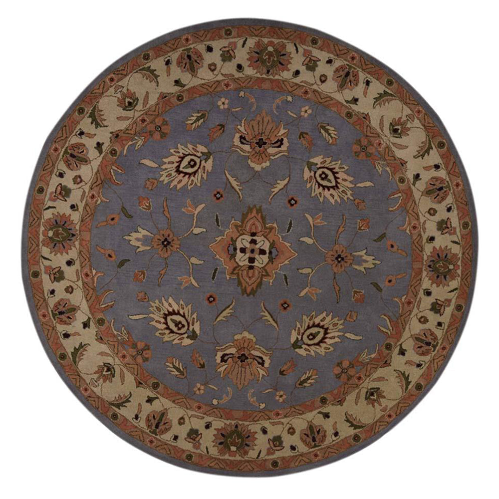 Hand Tufted Wool Area Rug Oriental Blue White K00523