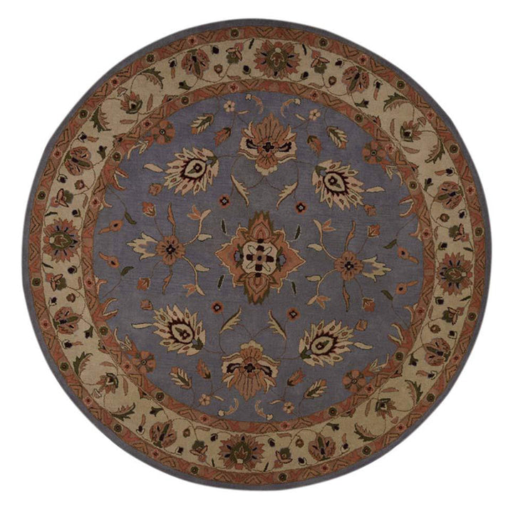 Hand Tufted Wool Area Rug Oriental Blue White K00523