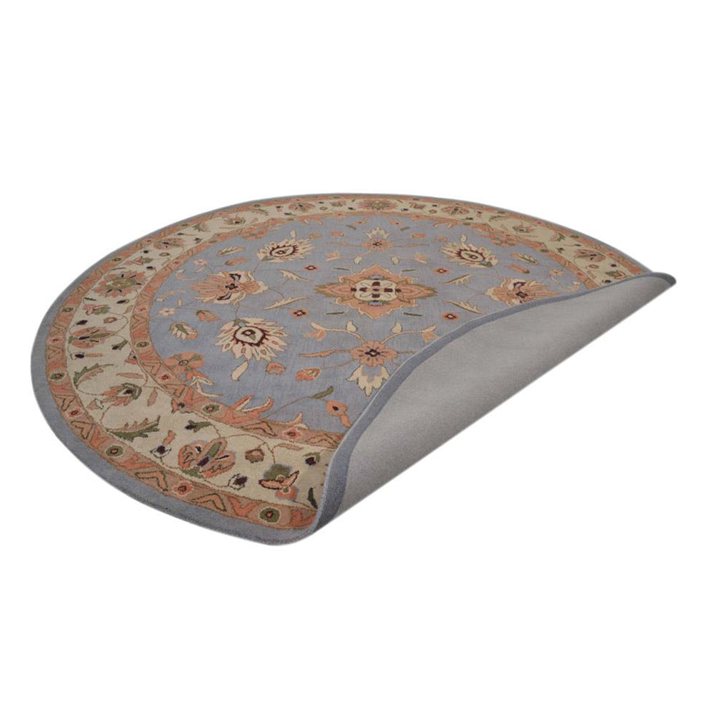 Hand Tufted Wool Area Rug Oriental Blue White K00523