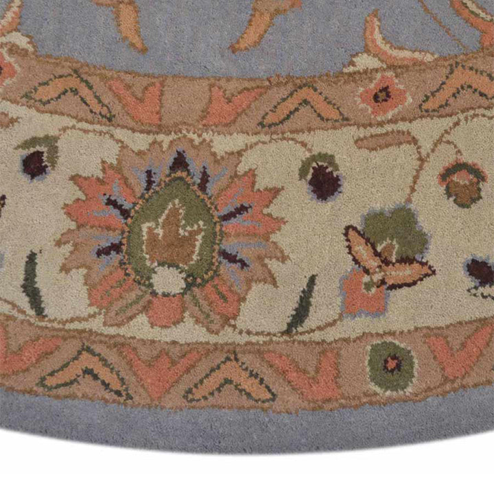 Hand Tufted Wool Area Rug Oriental Blue White K00523